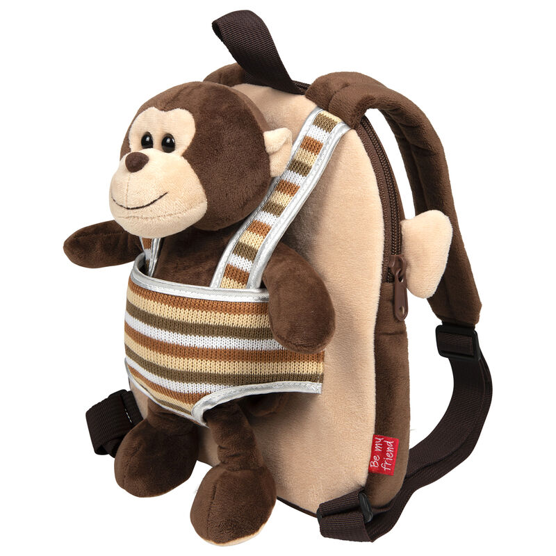 Max Monkey reversible backpack with plush toy 25cm