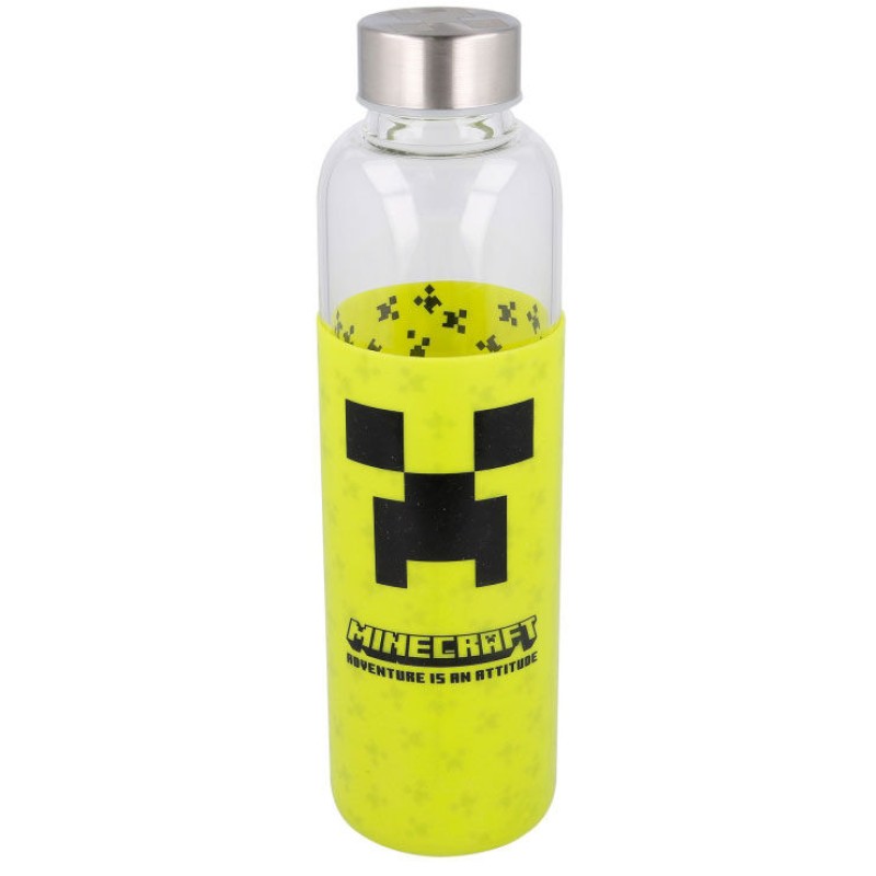Minecraft silicone cover glass bottle 585ml Minecraft silicone cover glass bottle 585ml