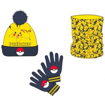 Pokemon Pikachu snood. hat and gloves set