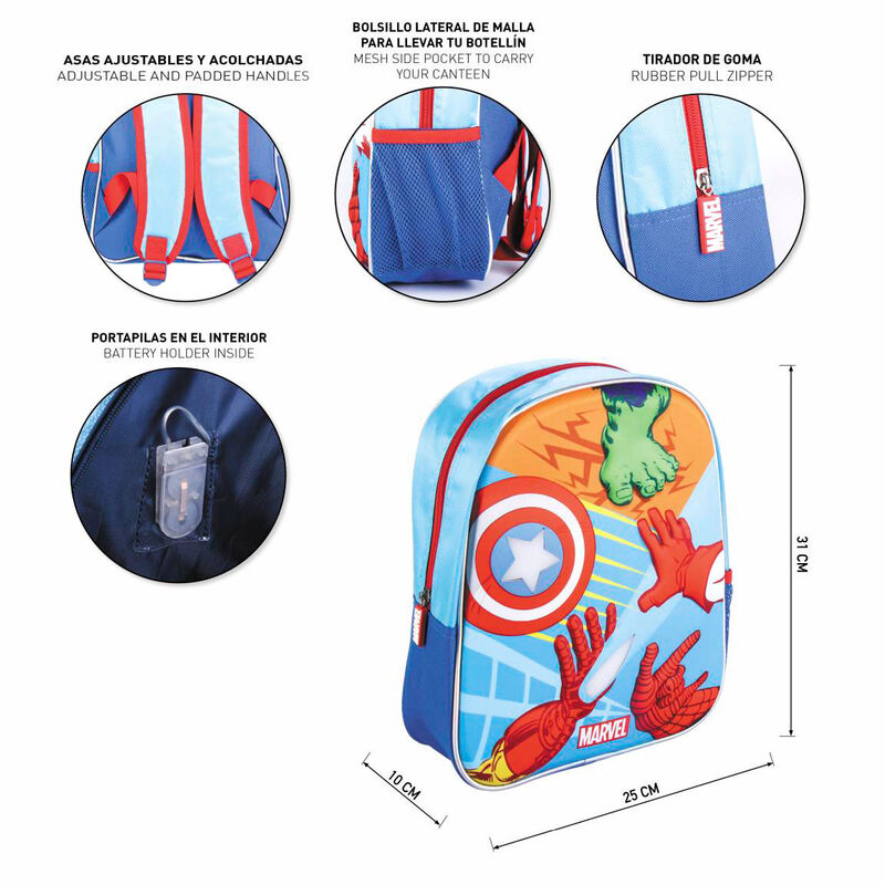Marvel Avengers 3D backpack with lights 31cm