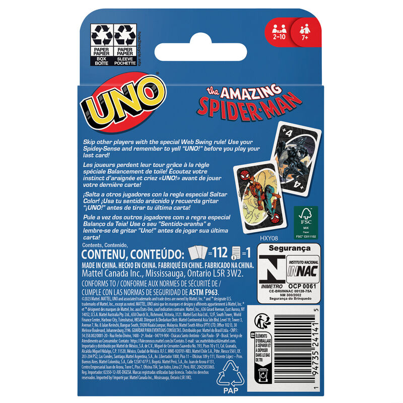 Marvel Spiderman UNO card game