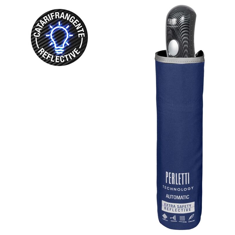 Automatic folding reflective blue umbrella 56cm